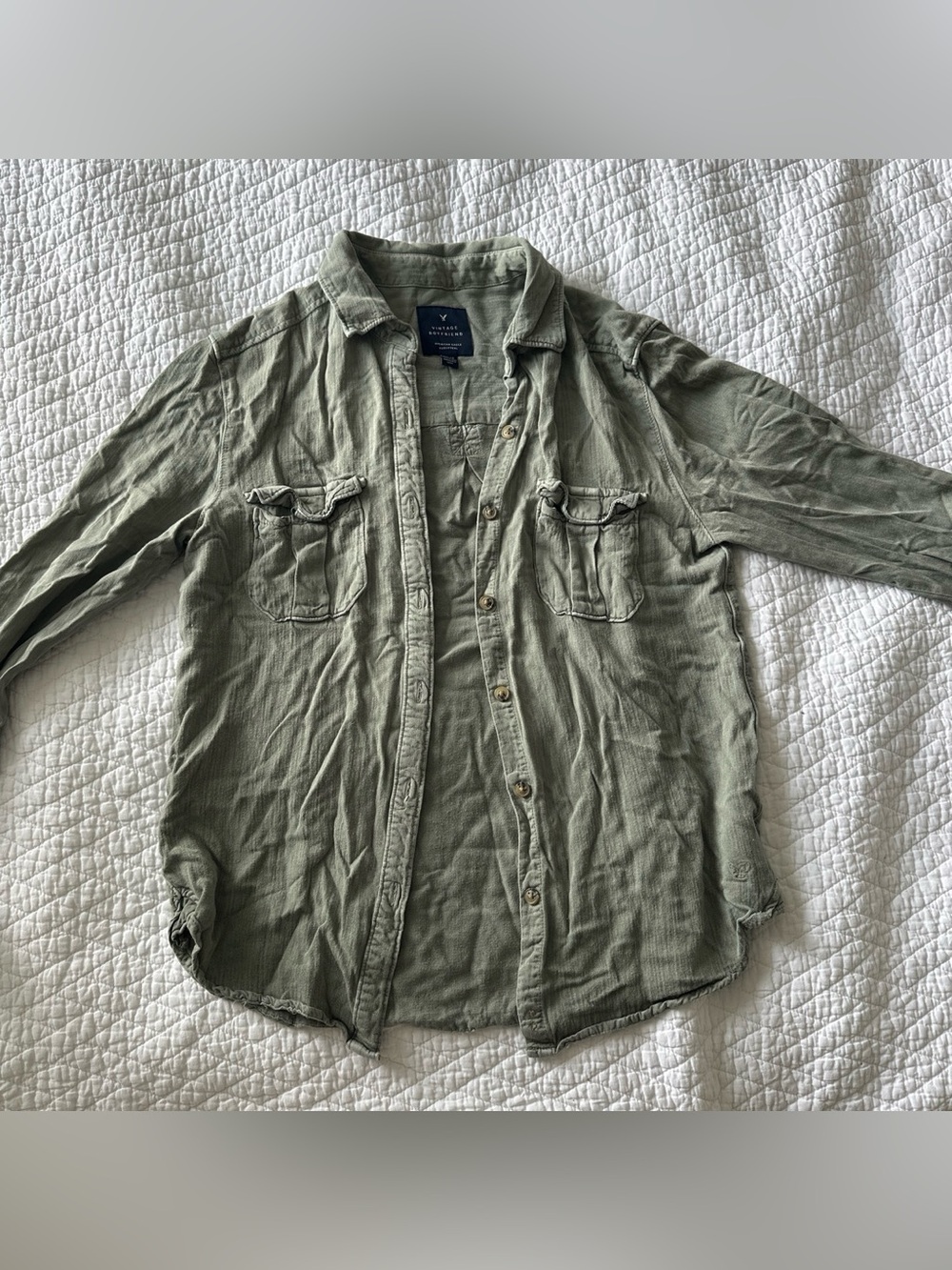 American eagle women’s Olive Green Button-Up Shirt